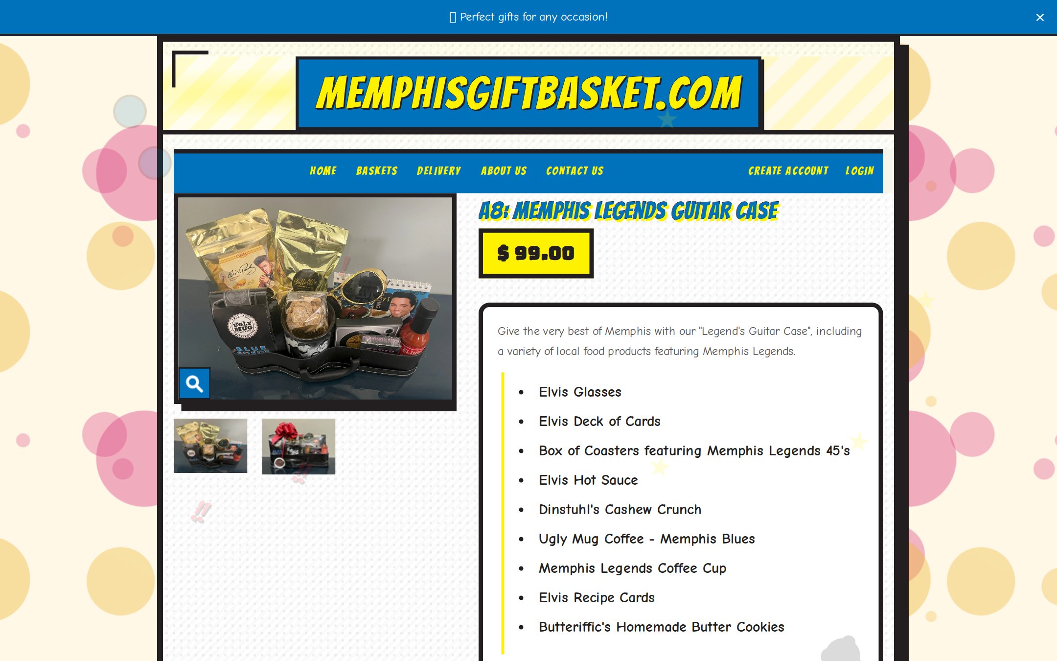 Product page — gallery, itemized contents, trust badges, and FAQ.